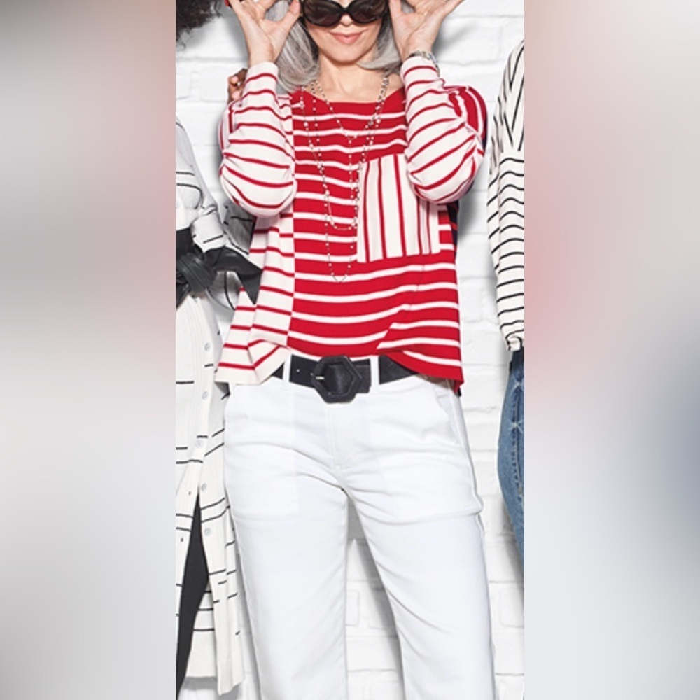 CAbi Striped Oversized Boxy Sweater, Medium,
Preppy Gameday Everyday School Work